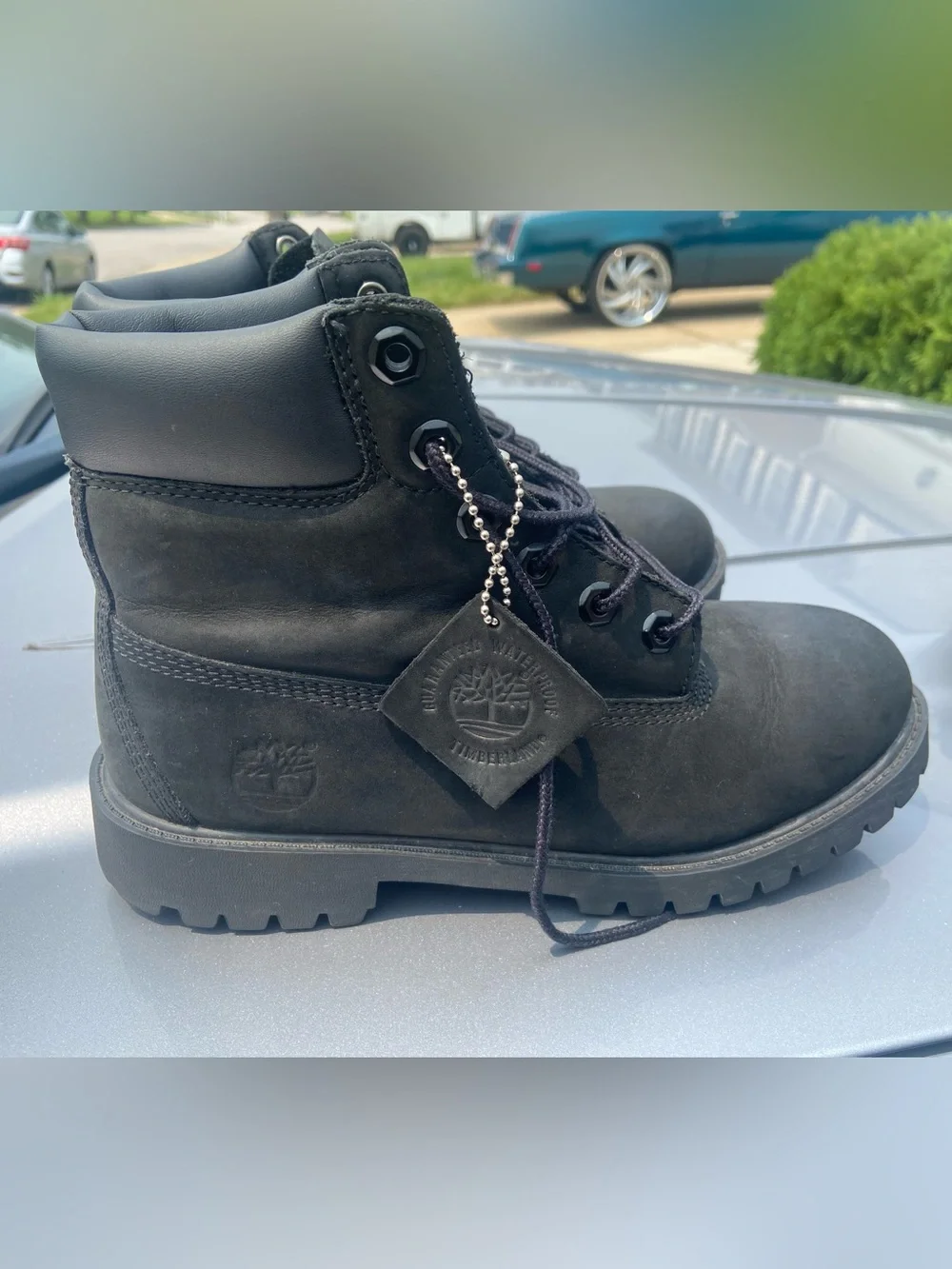 Timberland Kids Black Nubuck Lace-Up Ankle Boots size 6
